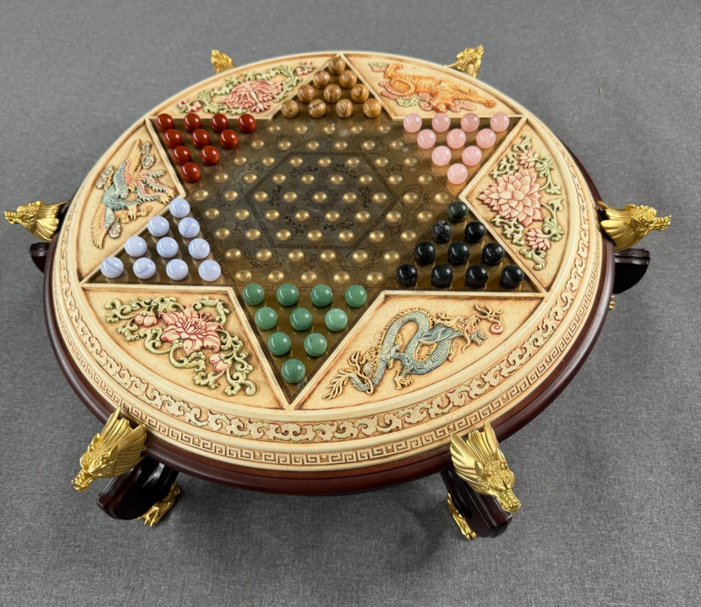 1990 Franklin Mint Collector’s Edit Chinese’s Checker 24kt Gold AND GEMSTONES